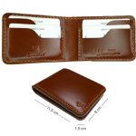 Premium Quality Handmade Genuine Crazy Horse Leather Brown Bi-Fold Wallet