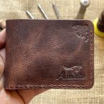 Handmade Genuine Crazy Horse Leather Bi-Fold Wallet Brown