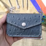 Handmade Card Holder Box Genuine Leather Gray