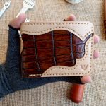 Handcrafted Premium Quality Genuine Leather Crocodile, Veg Tan Leather Bi-Fold Wallet Brown with Corner