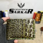 Premium Quality Handcrafted Dollar Size Genuine Leather Bi-Fold Wallet Green