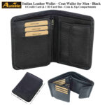 Genuine Leather Trifold Coat Wallet Black